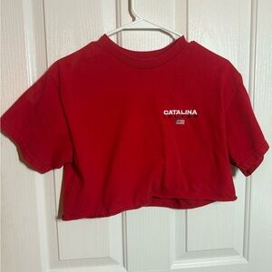 Brandy Melville John Galt Catalina Island Cropped Red Tshirt